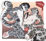 animal_genitalia anthro anthro_on_anthro anthro_penetrated anthro_penetrating anthro_penetrating_anthro barbed_humanoid_penis blue_eyes bodily_fluids breasts brown_background collar cum cum_drip cum_in_vagina cum_inside cum_on_penis cumshot dripping duo ejaculation felid female female_anthro female_penetrated from_front_position fur genital_fluids genitals gradient_background grey_body grey_fur hi_res humanoid_genitalia humanoid_penis hybrid_genitalia hybrid_penis impregnation internal internal_vaginal jetraraven kneeling leash leashed_collar lying male male/female male_anthro male_penetrating male_penetrating_female mammal markings multicolored_body multicolored_fur nipples nude nude_anthro nude_female nude_male on_back pantherine pawpads paws penetration penile penile_penetration penile_spines penis penis_in_vagina pink_background sex sheath simple_background snow_leopard spots spotted_body spotted_fur tan_background vaginal vaginal_penetration vulva whiskers white_background white_body white_fur