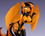 2023 anthro big_breasts breasts buvanybu clothing cutie_mark equid equine fan_character female gradient_background hair hasbro latex latex_clothing mammal mane_(manemlp) my_little_pony mythological_creature mythological_equine mythology pasties pegasus simple_background solo wings