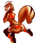  breasts brown_hair butt clothed clothing female hair kneeling makoto_nanaya mammal mvfox71 rodent skimpy solo squirrel under_boob white_hair 