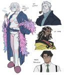 animal_humanoid avian avian_humanoid basheer_(starfleetrambo) beard breasts casual_exposure clothing edward_(starfleetrambo) elderly elderly_male english_text facial_hair father_(lore) father_and_child_(lore) father_and_son_(lore) feather_boa feather_pubes feathers female fish fish_humanoid footwear group human humanoid hybrid iridescent iridescent_body iridescent_hair iridescent_scales lucius_(starfleetrambo) male mammal marine marine_humanoid mature_male mustache nipples oarfish_humanoid oskar_(starfleetrambo) parent_(lore) parent_and_child_(lore) parent_and_son_(lore) pubes pubic_feathers robe scales shoes siren siren_and_scientist slippers smoke smoking_pipe son_(lore) starfleetrambo text trans_(lore) trans_man_(lore)