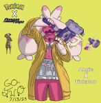 absurd_res angie_yonaga bra clothing coat danganronpa danganronpa_v3 female generation_9_pokemon go-two hammer happy hi_res humanoid jewelry necklace nintendo pink_body pokemon pokemon_(species) raincoat solo spike_chunsoft tinkaton tools topwear underwear