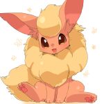  :3 :d animal_focus blush choko_(sweetpocket) commentary_request flareon fluffy fluffy_tail full_body light_blush looking_at_viewer no_humans open_mouth orange_eyes pawpads pokemon pokemon_(creature) pokemon_focus simple_background sitting sketch smile solo tachi-e tail white_background 