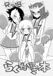  anger_vein angry bad_id bad_pixiv_id bangs bare_shoulders blush bulge cheerleader closed_mouth cover cover_page crossdressing crossover danball_senki doujin_cover embarrassed flipped_hair frown full_body greyscale hair_between_eyes hato_niku holding inazuma_eleven_(series) inazuma_eleven_go kaidou_jin kamishiro_ryouga kirino_ranmaru kneehighs kneeling knees_up looking_at_viewer looking_away low_twintails male_focus midriff miniskirt monochrome multicolored_hair multiple_boys navel otoko_no_ko panties pantyshot pantyshot_(sitting) pleated_skirt polka_dot polka_dot_background pom_poms rating shoes short_hair signature sitting skirt sneakers sweat tank_top thighhighs twintails two-tone_hair underwear yuu-gi-ou yuu-gi-ou_zexal zettai_ryouiki 