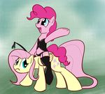  blue_eyes clothing cutie_mark duo equine female feral fluttershy_(mlp) friendship_is_magic fur green_eyes hair horse mammal my_little_pony pegasus pink_fur pink_hair pinkie_pie_(mlp) pony riding riding_crop whatsapokemon wings yellow_fur 