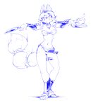  1girl :< absurdres animal_ears animal_feet animal_nose arm_tattoo arms_up artist_name bandeau blush body_fur breasts claws closed_mouth clothes_lift commentary constricted_pupils elizzylilith embarrassed english_commentary foot_wraps forehead_jewel fox_ears fox_girl fox_tail full_body furry furry_female gem hair_intakes hairband heel_up highres holding holding_behind_back holding_polearm holding_weapon holding_weapon_behind_back jewelry krystal leg_tattoo legs loincloth loincloth_lift looking_down medium_breasts monochrome navel neck_ring necklace no_panties nose_blush polearm pussy shin_guards short_hair sidelocks signature simple_background sketch snout solo spear standing star_fox star_fox_adventures stomach tail tattoo thighs uncensored weapon white_background wide-eyed wind wind_lift 