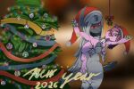 2026 about_to_kiss absol anthro anus aroused avian bauble big_penis bird blush bodily_fluids butt celebration christmas christmas_clothing christmas_headwear christmas_tree claws clothing demon digital_media_(artwork) dragon duo engello_fox; english_text eye_contact feet female festive fur garland generation_3_pokemon genitals glowing glowing_eyes green_eyes hair happy hat headgear headwear hell_phoenix hi_res holding_another holidays horn huge_penis hybrid imminent_kiss intersex intersex/female kaonari lifting lights lizard long_hair looking_at_another minimal_clothing mischievous mistletoe mostly_nude mythological_creature mythological_scalie mythology new_year nintendo open_mouth party pawpads penis plant playful pokemon pokemon_(species) presenting purple_hair red_clothing red_eyes reptile santa_hat scales scalie seductive sehari_(character) size_difference smaller_female smile spiked_penis spikes spikes_(anatomy) string_lights sweat tail teasing text toes tongue tongue_out tree vulva white_hair wide_hips