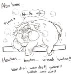 1:1 2025 bodily_fluids broken_english comic crotch_breasts crying digital_drawing_(artwork) digital_media_(artwork) english_text female female_feral feral fluffy_pony fluffy_pony_(species) hi_res mammal pained_expression saliva shaking snot solo suffering tail tears text trembling yellowcottoncandy030