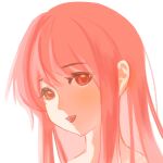  1girl absurdres brown_eyes chinese_commentary commentary_request eyelashes eyes_visible_through_hair happy highres infinity_nikki light_blush long_hair looking_at_viewer nikki_(nikki) nikki_(series) ningmengwei64625 open_mouth pink_hair portrait sidelocks simple_background smile solo straight_hair teeth upper_teeth_only white_background 