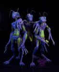 3d_(artwork) alien alien_humanoid animal_humanoid antennae_(anatomy) arthropod arthropod_humanoid blender_(artwork) blender_cycles_(artwork) blue_eyes compound_eyes digital_media_(artwork) erection ex-oh_(xenomaker) group hi_res humanoid insect insect_humanoid leaning_on_another male purple_body tongue tongue_out trio watermark xenomaker_(artist)