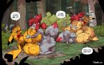 anthro anus areola balls big_butt biped breasts butt detailed_background dialogue english_text eyelashes female female_penetrated forest fur generation_1_pokemon genitals grey_body group hi_res huge_butt joaoppereiraus kissing looking_pleasured male male/female male_penetrating nintendo nipples outside penetration penile penile_penetration penis pikachu plant pokemon pokemon_(species) pupils sex smile speech_bubble text thick_thighs tree vaginal vaginal_penetration vulva yellow_body