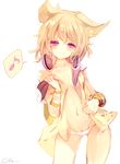  artist_name blonde_hair brown_hair cis_(carcharias) earmuffs eighth_note looking_at_viewer lowleg lowleg_panties musical_note navel no_bra no_pants off_shoulder open_clothes open_shirt panties purple_eyes pussy_peek revision shirt short_hair signature simple_background smile solo spoken_musical_note touhou toyosatomimi_no_miko underwear undressing white_background white_panties 
