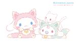  :3 animal_costume animal_focus baby_animal bell blue_eyes blush_stickers brothers cat cat_day chibi chibi_only cinnamoroll commentary_request cosplay dog full_body fuwa_fuwa_cinnamoroll jingle_bell kigurumi milk_(cinnamoroll) no_humans official_art pacifier puppy sanrio second-party_source shirotarou_(cinnamoroll) siblings simple_background solid_oval_eyes white_background white_cat white_dog yume_kawaii 