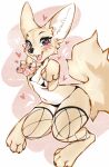 2025 aggretsuko alivion anthro black_bikini_top black_clothing black_nose black_thong black_underwear blush breasts brown_eyes canid canine cheek_tuft claws clothing colored digital_drawing_(artwork) digital_media_(artwork) eyelashes facial_tuft female fennec_fox fenneko fishnet_stockings fluffy fluffy_tail fox fur happy heart_symbol hi_res long_ears looking_at_viewer mammal navel open_mouth open_smile pawpads pink_blush pink_pawpads pink_tongue pose sanrio shaded small_breasts smile smiling_at_viewer solo tail tan_body tan_fur thick_thighs thong tongue true_fox tuft underwear white_body white_fur