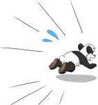 ambiguous_feral ambiguous_gender bear black_body black_fur feral fur giant_panda hi_res mammal open_mouth pandapaco quadruped running simple_background solo white_background white_body white_fur