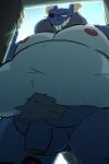 2025 anthro balls belly big_belly blue_body flaccid foreskin fupa genitals grin hi_res humanoid_genitalia humanoid_penis kemono leothelionel looking_at_viewer low-angle_view male mammal mature_male moobs murid murine nipples nude overweight overweight_male penis pubes rat rodent smile solo the_human_heart_(game) tony_ramos