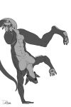 2:3 abs animal_genitalia anthro anus backsack balls belly biceps big_ears big_feet butt calf_muscles cheek_horns chin_horn claws dragon ear_piercing ear_ring ernesto_(rebeldragon101) facial_horn feet foot_focus genitals handstand handstand_with_split_pose handstanding hindpaw horn long_tail looking_down male monochrome muscular muscular_anthro muscular_male mythological_creature mythological_scalie mythology navel nude nude_anthro nude_male pawpads paws pecs perineum piercing raised_tail ring_piercing saggy_balls scalie sheath solo spread_toes tail thick_thighs toe_claws toes underside_view xenoforge