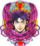  bad_id bad_pixiv_id blue_eyes bubble doily gem grin hermit_purple iduki-daku jojo_no_kimyou_na_bouken joseph_joestar_(young) male_focus plant purple_hair red_stone_of_aja scarf smile solo stand_(jojo) thorns vines 