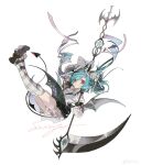  1girl absurdres acuteghost bat_hair_ornament black_horns black_skirt black_tail black_wings bloomers blue_hair bow bowtie brown_shoes closed_mouth commentary demon_girl demon_horns demon_tail demon_wings fang fang_out floating_hair full_body gloves grey_bow grey_bowtie grey_thighhighs hair_bow hair_intakes hair_ornament highres holding holding_scythe holding_weapon horns long_hair looking_at_viewer multicolored_thighhighs original pink_eyes puffy_short_sleeves puffy_sleeves sample_watermark scythe shirt shoes short_sleeves simple_background skirt smile solo striped_bow striped_bowtie striped_clothes striped_thighhighs symbol-only_commentary tail thighhighs two-tone_bow two-tone_bowtie two-tone_thighhighs very_long_hair watermark weapon weibo_watermark white_background white_bloomers white_bow white_bowtie white_gloves white_shirt white_thighhighs wings x_hair_ornament 