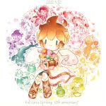  4boys bouquet brown_hair character_request colored_pencil_(medium) commentary_request copyright_name dark_pit dated dog_(kid_icarus) girl_(kid_icarus) hades_(kid_icarus) hewdraw highres holding holding_bouquet kid_icarus kid_icarus_uprising multiple_boys painting_(medium) palutena phosphora pit_(kid_icarus) solo_focus thanatos_(kid_icarus) traditional_media tunic viridi watercolor_(medium) white_tunic white_wings wings yukichi_0611 