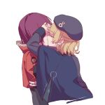  2girls blonde_hair brown_hair commentary_request heaven_burns_red kawa_(chuan_kawa_) kiss multiple_girls nanase_nanami_(heaven_burns_red) purple_hair short_hair tezuka_saki yuri 