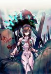  40hara beast_mode bodysuit breasts brown_hair evangelion:_2.0_you_can_(not)_advance glasses gloves green_eyes hair_over_one_eye hairband highres makinami_mari_illustrious medium_breasts neon_genesis_evangelion pink_bodysuit plugsuit rebuild_of_evangelion solo twintails 