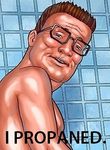  blush creepy disturbing english_text eyewear glasses hair hank_hill human humor king_of_the_hill looking_at_viewer low_res male mammal meme not_furry nude open_mouth smile solo teeth text tiles unknown_artist what 