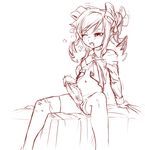 akechi_kokoro arantheus bed_sheet bottomless bow cum drill_hair erection flat_chest futanari hair_bow heart heavy_breathing monochrome open_mouth penis pussy sheet_grab sitting solo spoken_heart spread_legs tantei_opera_milky_holmes thighhighs twin_drills twintails wince 