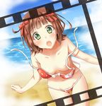  :o amami_haruka areolae beach bikini bow breasts brown_hair collarbone day film_strip green_eyes hair_bow idolmaster idolmaster_(classic) jiino medium_breasts navel short_hair solo swimsuit thigh_gap untied wardrobe_malfunction 