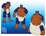abs anthro bared_teeth belly belly_expansion big_diaper blush blush_lines canid canine canis claws clothed clothing diaper diaper_only dobermann domestic_dog expansion finger_claws flat_colors huge_diaper hyper_diaper male mammal moob_expansion moobs navel nenanauso obese obese_anthro obese_male overweight overweight_anthro overweight_male pecs pinscher plantigrade sequence simple_background toe_claws topless wearing_diaper weight_gain weight_gain_sequence