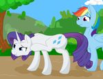  blue_eyes blue_fur cloud cutie_mark duo equine female feral friendship_is_magic fur geomancing grass hair hi_res horn horse mammal multi-colored_hair my_little_pony outside pegasus pony purple_eyes purple_hair rainbow_dash_(mlp) rainbow_hair rarity_(mlp) scratching shaded shadow sky tree unicorn white_fur wings 