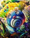  8686island air_bubble bubble commentary_request highres no_humans parted_lips plant pokemon pokemon_(creature) pokemon_focus poliwag solo tail underwater water 