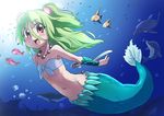  bad_id bad_pixiv_id blush clam dolphin fish green_hair hair_ornament jellyfish jewelry long_hair mermaid monster_girl muromi-san namiuchigiwa_no_muromi-san navel necklace open_mouth red_eyes seashell shell tokumaro twintails two_side_up underwater 