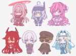  +_+ 1boy 6+girls ahoge andersen_(nikke) black_boots black_hat black_jacket black_leotard black_pants black_skirt blonde_hair blue_eyes boots braid breasts brown_hair brown_pantyhose character_request check_character chibi chiji_komari cleavage commentary_request covered_navel crown_braid doro_(nikke) dorothy_(nikke) dress facial_hair goddess_of_victory:_nikke grey_background grey_hair hair_between_eyes hair_bun halo hat headgear jacket jacket_on_shoulders lace-up_boots large_breasts leotard liliweiss_(nikke) long_hair long_sleeves multiple_girls nun pants pantyhose peaked_cap pink_hair puffy_long_sleeves puffy_sleeves rapunzel_(nikke) rapunzel_(pure_grace)_(nikke) red_eyes red_hood_(nikke) red_scarf scarf scarlet_(black_shadow)_(nikke) scarlet_(nikke) simple_background single_side_bun skirt sleeves_past_wrists snow_white_(innocent_days)_(nikke) snow_white_(nikke) stubble sunglasses the_legendary_commander_(nikke) veil very_long_hair white_dress 
