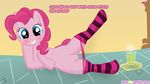  blush cutie_mark earth_pony english_text equine female feral friendship_is_magic fur hair horse mammal my_little_pony panties peeing pink_fur pink_hair pinkie_pie_(mlp) pony pussy solo teeth text underwear urine watersports 