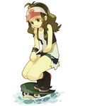  baseball_cap brown_eyes brown_hair denim denim_shorts gameplay_mechanics gen_3_pokemon hat kuzuno_ha lotad pokemon pokemon_(creature) pokemon_(game) pokemon_bw pokemon_rse ponytail shorts touko_(pokemon) vest 