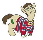  brown_hair chris_chan clothing cutie_mark equine frown hair heterochromia horse jewelry male my_little_pony necklace pickle plain_background pony shirt smile solo sonichu source_request tan_fur unknown_artist white_background 