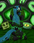  bdsm being_watched bondage bound changeling creepy female friendship_is_magic gag horn kneeling my_little_pony nude quakehoof queen queen_chrysalis_(mlp) royalty slit_pupils wings 