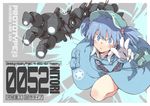  bad_id bad_pixiv_id bag blue_eyes blue_hair gloves hair_bobbles hair_ornament hat kawahara_fantasia kawashiro_nitori leg_up mechanical_arm pocket satchel skirt solo star touhou two_side_up 