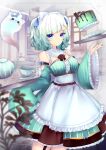  1girl absurdres aqua_dress aqua_hair aqua_nails aqua_sleeves blue_bow blue_hair bow closed_mouth densetsu.exe detached_sleeves dress frilled_dress frills garter_straps hair_bow hair_ornament highres looking_at_viewer medium_hair mint_fantome mint_fantome_(minto_2.0) sleeves_past_fingers sleeves_past_wrists solo tundrea two_side_up virtual_youtuber white_garter_straps white_hair wisps_(mint_fantome) x_hair_ornament 