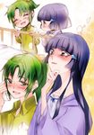  aoki_reika blush chibi green_eyes green_hair green_shirt long_hair midorikawa_nao multiple_girls precure shirt smile smile_precure! tima 