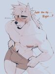 2026 5_fingers absurd_res anthro artist_name band-aid band-aid_on_face band-aid_on_nipple bandage bandage_on_face black_nose blush blush_lines bodily_fluids body_hair boxer_briefs boxer_briefs_only canid canine canis cheek_tuft clothed clothing connr07 dialogue digital_drawing_(artwork) digital_media_(artwork) english_text erection_under_bottomwear erection_under_underwear eye_through_hair eyebrow_through_hair eyebrows facial_tuft fingers fur genital_fluids hair happy_trail hi_res long_hair looking_at_viewer male mammal markings mole_(marking) monotone_body monotone_fur muscular muscular_anthro muscular_male nipples orange_eyes partially_clothed portrait precum precum_through_clothing precum_through_underwear simple_background solo stubble sweat sweatdrop tail tan_boxer_briefs text three-quarter_portrait topless translucent translucent_hair tuft underwear underwear_down underwear_only wet wet_clothing white_background white_body white_fur white_hair wolf