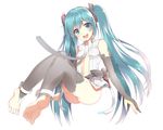  :d anklet aqua_eyes aqua_hair bad_feet barefoot blush bottomless error feet full_body hatsune_miku hatsune_miku_(append) jewelry long_hair looking_at_viewer open_mouth simple_background smile soles solo toes very_long_hair vocaloid vocaloid_append white_background yuukyuu_ponzu 