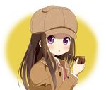  bad_id bad_pixiv_id blush chitanda_eru deerstalker hat highres hyouka kimi_ni_matsuwaru_mystery long_hair long_sleeves open_mouth purple_eyes ryoutan solo upper_body 