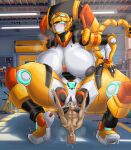 2026 absurd_res big_breasts blue_body blue_eyes blush bodily_fluids breasts cheetah clenched_teeth crouching cum cum_in_vagina cum_inside digital_drawing_(artwork) digital_media_(artwork) duo eyelashes felid feline female genital_fluids genitals grey_body grey_nipples grey_vulva hand_on_leg hand_on_thigh hi_res huge_breasts human humanoid inside interspecies larger_female larger_humanoid machine macro male mammal mecha metal_cardbot mouthless multicolored_body nipples orange_body penetration penile penile_penetration penis_in_vagina robot robot_humanoid ryosuart segmented_tail size_difference smaller_human smaller_male spread_legs spreading steam tachy_(metal_cardbot) tail teeth thick_thighs vaginal vaginal_penetration visor_eyes vulva white_body wide_hips yellow_body