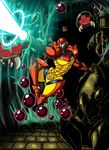  arm_cannon female laser lordstevie mechanical_suit metroid metroid_(creature) nintendo samus_aran shooting video_games weapon 