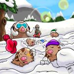 beverage big_mama_(just_my_type) blue_eyes boxing_gloves candy chocolate clothing dessert earmuffs eyelashes eyes_closed female feral fluffy_(chandrastone) fluffy_fur food footprint generation_1_pokemon generation_2_pokemon generation_4_pokemon group handwear happy hi_res hitmonchan hot_chocolate just_my_type male mamoswine markings mother_(lore) mother_and_child_(lore) motion_lines mountain mrtoastsandwich nintendo open_mouth parent_(lore) parent_and_child_(lore) plant pokemon pokemon_(species) ranger_jake_(just_my_type) snout snow snow_angel snowball snowball_fight striped_markings stripes sun_glare sunny surprised swinub throwing tree tusks winter_clothing
