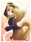  blonde_hair blue_eyes clothed clothing equine female friendship_is_magic hair horn human humanized looking_at_viewer mammal my_little_pony ponilove shirt skirt solo ticket ticket_(mlp) winged_unicorn wings 