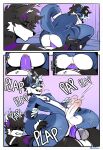 absurd_res anal anal_penetration anthro antlers anus balls bedroom black_body black_fur black_hair black_nose blue_body blue_fur blue_markings bodily_fluids bouncing_balls butt canid canine clenched_teeth comic comic_panel cum drooling duo ear_markings ear_tuft ejaculation eyes_closed fox foxmcloudd front_view fur fur_markings genital_fluids genitals green_eyes hair hi_res highlights_(coloring) horn humanoid_genitalia humanoid_penis hybrid inner_ear_fluff kosma_(kosma-naut) leg_grab leg_markings losing_control male male/male mammal markings markings_on_body motion_lines multicolored_body multicolored_fur narrowed_eyes open_mouth pawpads penetration penis plap procyonid purple_body purple_fur purple_markings purple_penis raccoon raised_tail rear_view rough_sex saliva sex simple_background slow_insertion slow_sex smirking_at_another smirking_at_partner sparkibarki spread_anus spreading tail tail_markings teeth teeth_showing text thigh_grab tuft white_body white_fur wide_eyed