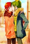  couple face-to-face green_hair hand_in_pocket hino_akane_(smile_precure!) midorikawa_nao multiple_girls pantyhose precure red_hair short_hair smile_precure! tima yuri 