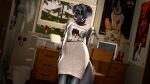  16:9 3d_(artwork) 4k absurd_res angry anthro black_eyelids blue_body blurred_background blush brown_eyes canid canine clothing digital_media_(artwork) dutch_angle electric_fan evening female fox front_view glistening glistening_body green_body grey_clothing grey_shirt grey_topwear hi_res inside iwakura_lain long_shirt mammal poster russian_text serial_experiments_lain shirt sleepshirt sofy_lauren_foxlott solo source_filmmaker_(artwork) tail text topwear translated watermark widescreen window zelyonka 